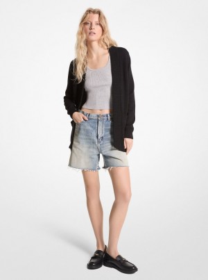 Pulovere Dama Michael Kors Organic Cotton Cardigan Negrii | 91LNXVBAY