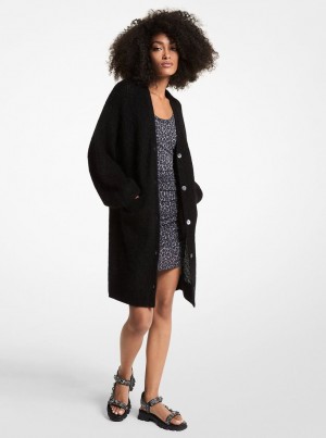 Pulovere Dama Michael Kors Textured Knit V-Neck Cardigan Negrii | 10ATGWXBD