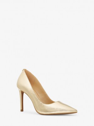 Pumps Dama Michael Kors Alina Flex Metallic Snake Embossed Leather Pump Aurii | 75ESNKZQL