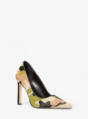 Pumps Dama Michael Kors Amara Camouflage Print Calf Hair Pump Masline Verzi Colorati | 57UDZKFBH