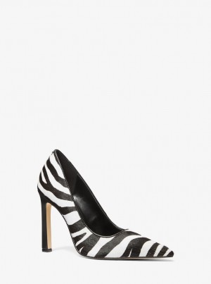 Pumps Dama Michael Kors Amara Zebra Print Calf Hair Pump Negrii | 04OQWNDML