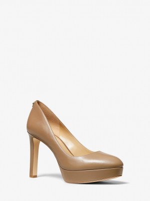 Pumps Dama Michael Kors Chantal Leather Platform Pump Cashew | 95UBODQLF