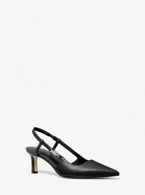 Pumps Dama Michael Kors Daniella Leather Slingback Pump Negrii | 52DSTXCLR