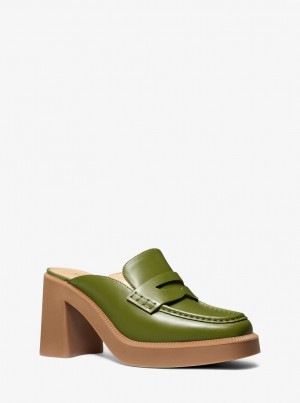 Pumps Dama Michael Kors Eden Leather Platform Mule Masline Verzi | 24WFYTIVA