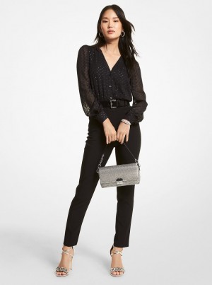 Rochie Dama Michael Kors Dot Jacquard and Crepe Jumpsuit Negrii | 75GQHXCYT