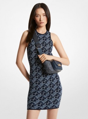 Rochie Dama Michael Kors Empire Signature Logo Jacquard Tank Dress Midnightblue | 17RZICHAF