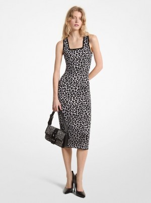 Rochie Dama Michael Kors Leopard Jacquard Knit Dress Gri | 21QJAVUWP
