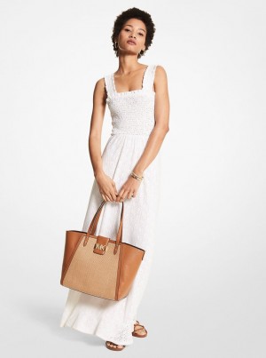 Rochie Dama Michael Kors Paisley Eyelet Smocked Woven Dress Albi | 04TWZXOEC