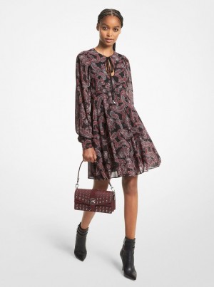 Rochie Dama Michael Kors Paisley Georgette Dress Royalpink | 45TXQKODJ