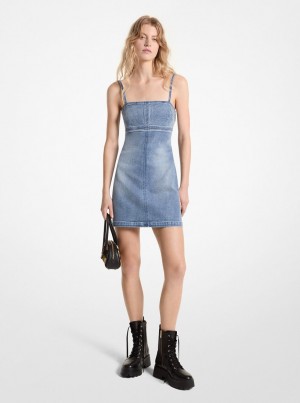 Rochie Dama Michael Kors Stretch Denim Mini Dress Albastri Albastru Deschis | 03VAFINTH