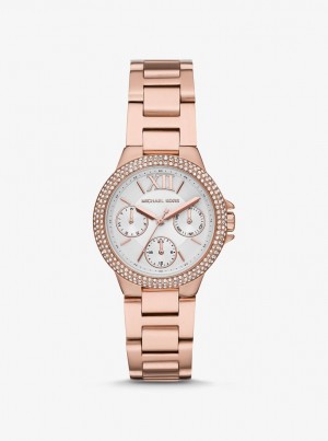 Rose Gold-tone Dama Michael Kors Mini Camille Pave Rose Gold-Tone Watch Roz Aurii | 09VSIJRHQ