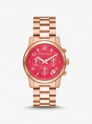 Rose Gold-tone Dama Michael Kors Runway Rose Gold-Tone Watch Roz Aurii | 49MUTESBH