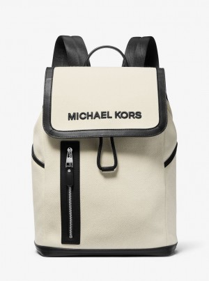 Rucsacuri Barbati Michael Kors Brooklyn Cotton Canvas Backpack Bej | 31KADRVFI