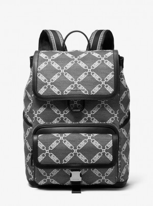 Rucsacuri Barbati Michael Kors Hudson Empire Logo Jacquard Backpack Negrii | 14JPEKVXH