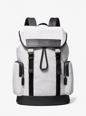 Rucsacuri Barbati Michael Kors Hudson Logo Backpack Bright Wht | 94UBONMYJ
