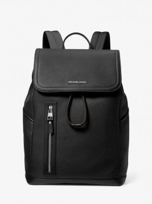 Rucsacuri Barbati Michael Kors Hudson Pebbled Leather Utility Backpack Negrii | 57HPMDNRZ