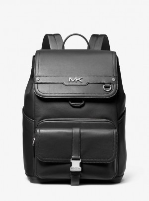 Rucsacuri Barbati Michael Kors Varick Leather Backpack Negrii | 72IKQTDRE