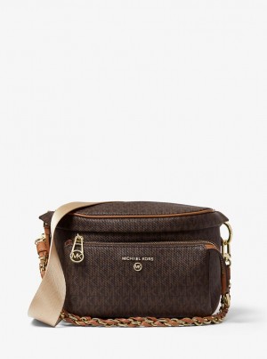 Rucsacuri Dama Michael Kors Slater Medium Logo Sling Pack Brn/Acorn | 72PJHUZSL