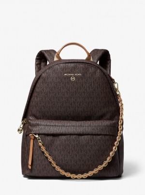 Rucsacuri Dama Michael Kors Slater Medium Logo Backpack Brn/Acorn | 98VDJQMWH