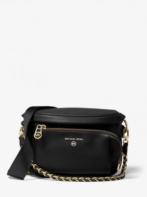 Rucsacuri Dama Michael Kors Slater Medium Pebbled Leather Sling Pack Negrii | 31WRMSODV