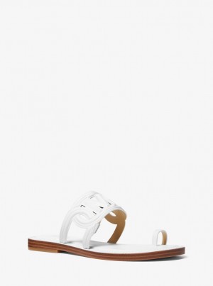 Sandale Dama Michael Kors Alma Leather Flat Sandal Albi | 31DWFCIGE