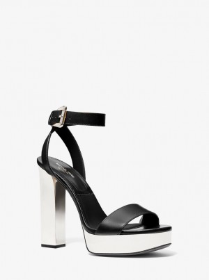 Sandale Dama Michael Kors Anabelle Leather Platform Sandal Negrii | 26PMLVXAC