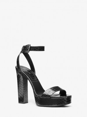 Sandale Dama Michael Kors Anabelle Python Embossed Leather Platform Sandal Gri | 08GBDPRKS