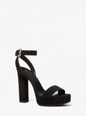 Sandale Dama Michael Kors Anabelle Suede Platform Sandal Negrii | 37NOWAYET