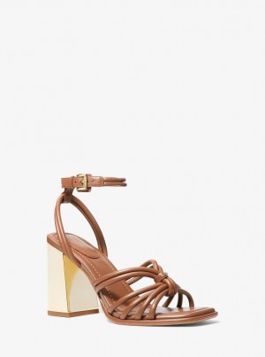 Sandale Dama Michael Kors Astra Leather Sandal Luggage | 86JFVDSBU