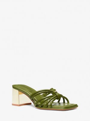 Sandale Dama Michael Kors Astra Leather Mule Masline Verzi | 87IHULKSN