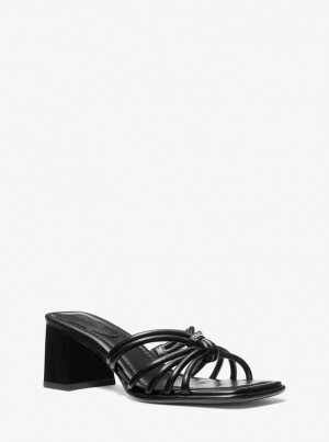 Sandale Dama Michael Kors Astra Leather Mule Negrii | 32OQXBSLD
