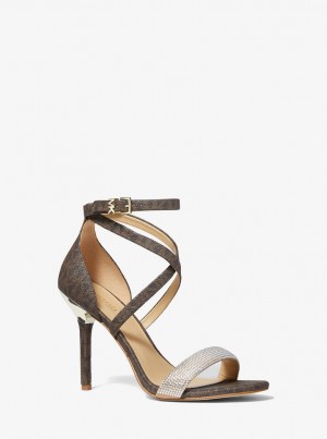 Sandale Dama Michael Kors Astrid Embellished Signature Logo Sandal Maro | 39EBXKMRV
