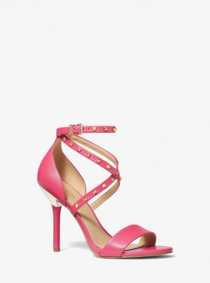 Sandale Dama Michael Kors Astrid Studded Leather Sandal Rosii | 75BMPHOER