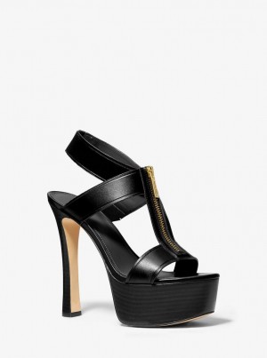 Sandale Dama Michael Kors Berkley Leather Platform Sandal Negrii | 82HYWPVGO