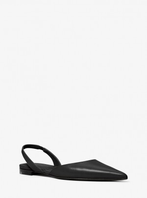 Sandale Dama Michael Kors Bridget Leather Flat Negrii | 78CQKVXLO