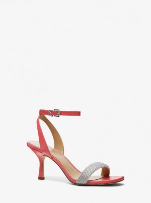 Sandale Dama Michael Kors Carrie Embellished Leather Sandal Dahlia | 35TLGOVDS