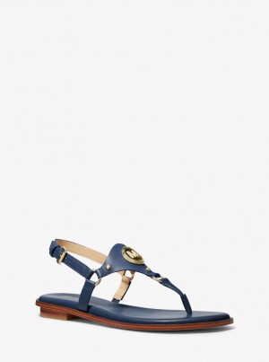 Sandale Dama Michael Kors Casey Leather Sandal Bleumarin | 40OUWGBVX
