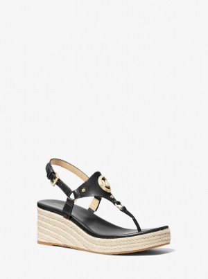 Sandale Dama Michael Kors Casey Leather Wedge Sandal Negrii | 61OTMCILW