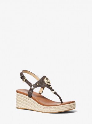 Sandale Dama Michael Kors Casey Signature Logo Wedge Sandal Maro | 75CWZFYNO