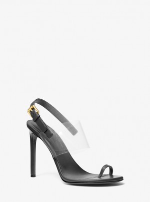 Sandale Dama Michael Kors Catherine Leather and Vinyl Sandal Negrii | 83STUIKHB