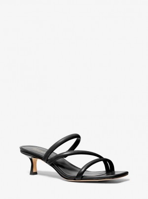Sandale Dama Michael Kors Celia Leather Kitten Sandal Negrii | 16QTMEDLW