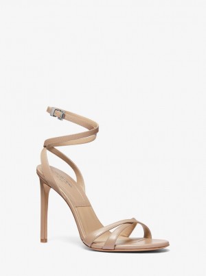 Sandale Dama Michael Kors Chrissy Leather Sandal Gri Maro | 84RQVGUTF