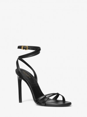 Sandale Dama Michael Kors Chrissy Leather Sandal Negrii | 32UBDCEWX