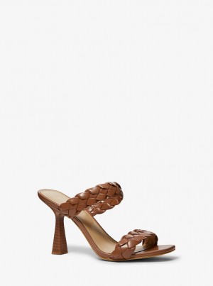 Sandale Dama Michael Kors Clara Braided Sandal Luggage | 64AZIYEOP