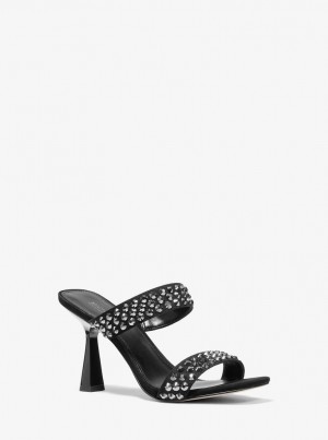 Sandale Dama Michael Kors Clara Embellished Faux Suede Sandal Negrii Negrii | 94YBXZUVN