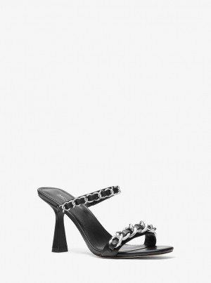 Sandale Dama Michael Kors Clara Embellished Leather Sandal Negrii | 31WHNMQJD
