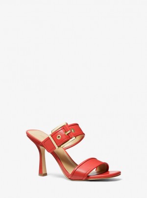 Sandale Dama Michael Kors Colby Leather Sandal Corai | 13ZGLWBQH