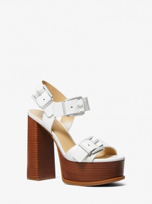 Sandale Dama Michael Kors Colby Leather Platform Sandal Albi | 49XIVQFKD