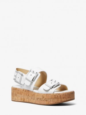 Sandale Dama Michael Kors Colby Leather Flatform Sandal Albi | 60BEDWNHS