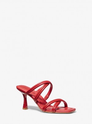 Sandale Dama Michael Kors Corrine Leather Sandal Rosii | 05DPVEUYL